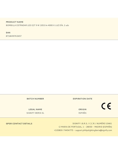 Bombilla estándar led e27 9 w 1055 lm 4000 k luz día, 2 uds
