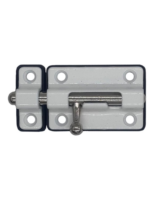 Pasador cerrojo base plástica. 50 mm blanco