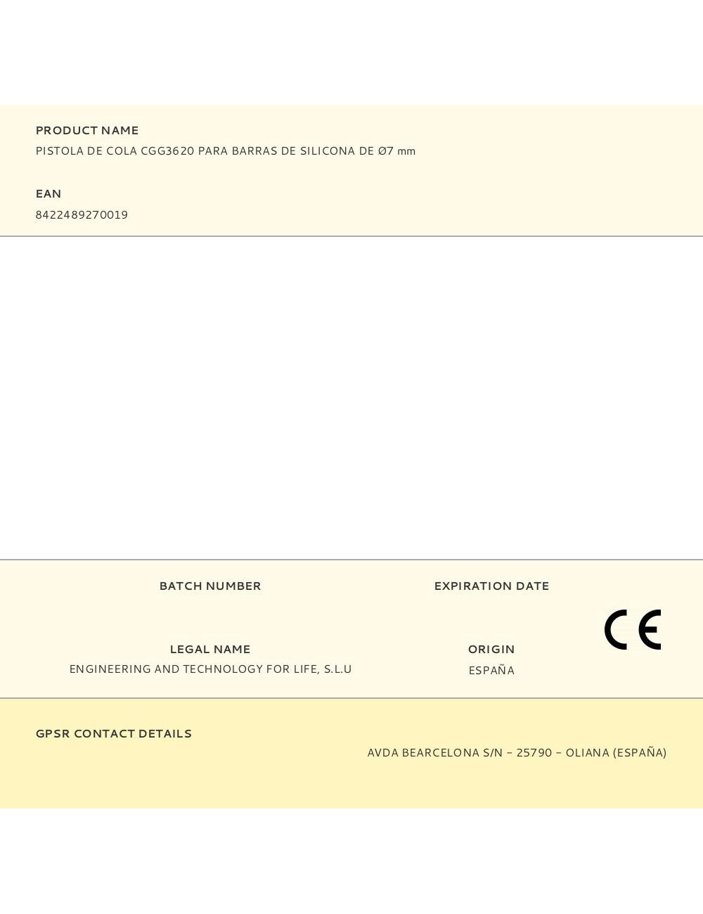 Pistola de cola cgg3620 para barras de silicona de ø7 mm