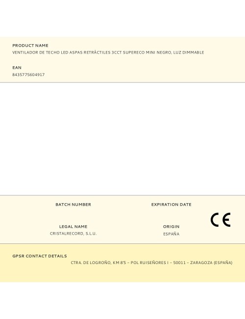 Ventilador de techo led 3cct aspas retráctiles supereco mini 39 w 3822 lm negro, aspas ø92 cm, plafón ø39 cm, altura 32 - 42 ...