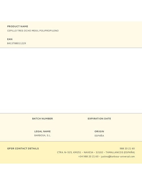 Cepillo tres ocho mexil polipropileno