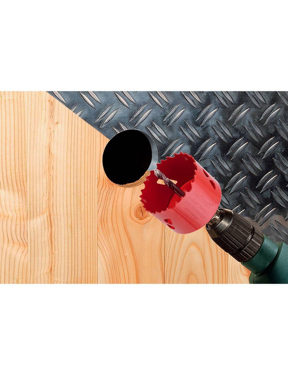 Sierra de corona bimetal con broca piloto ø127 mm