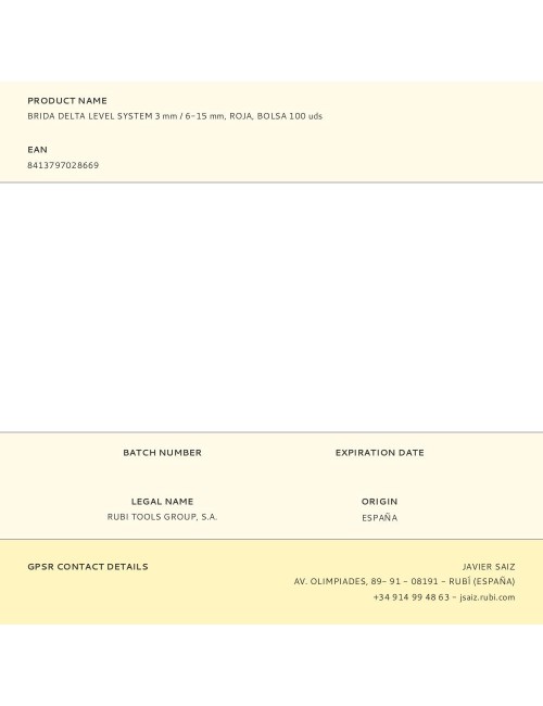 Brida delta level system 3 mm / 6-15 mm, roja, bolsa 100 uds