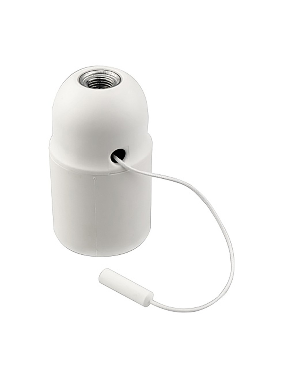 Portalamparas roscado liso con tirador e27 blanco