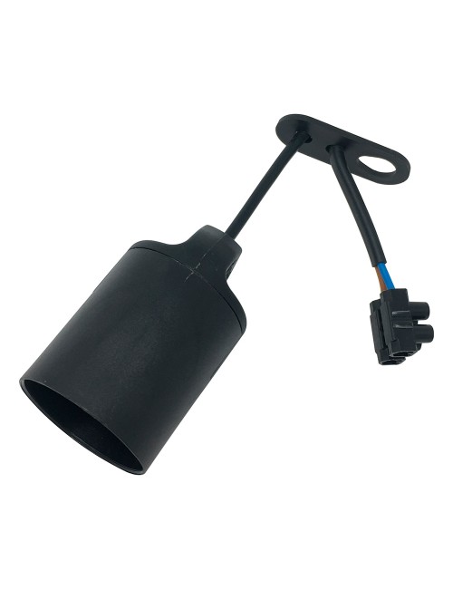 Portalámparas de obra e27 con cable y regleta conexión negro