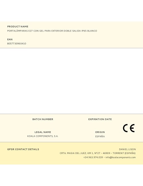 Portalámparas e27 con gel para exterior doble salida ip65 blanco