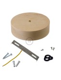 Kit florón madera ø120 x 32 mm, agujero central de 10 mm, para cable téxtil