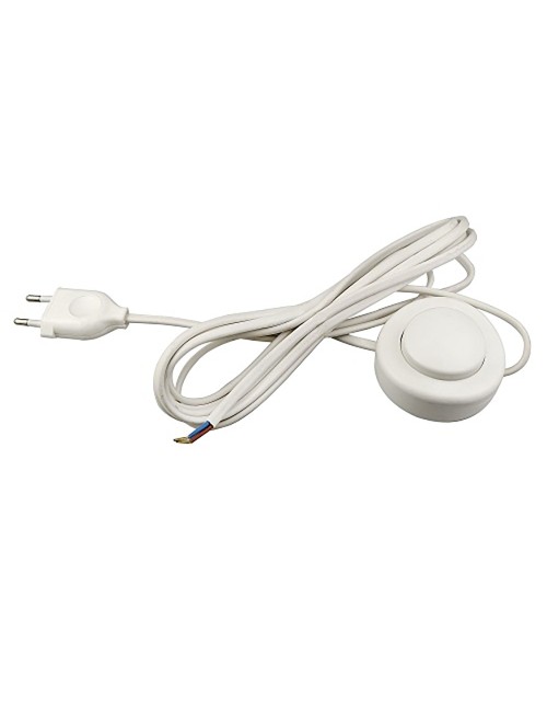 Interruptor eléctrico de pie con cable, 2,5 a 250 v, 3 m, blanco