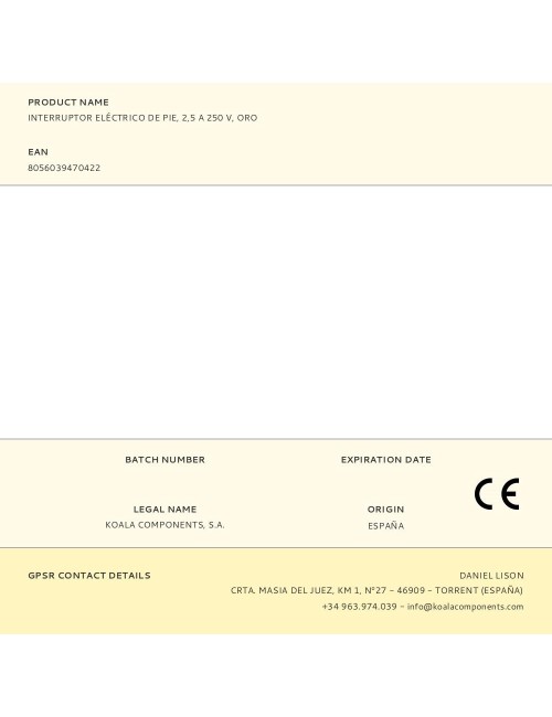 Interruptor eléctrico de pie, 2,5 a 250 v, oro