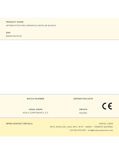 Interruptor para armarios unipolar blanco
