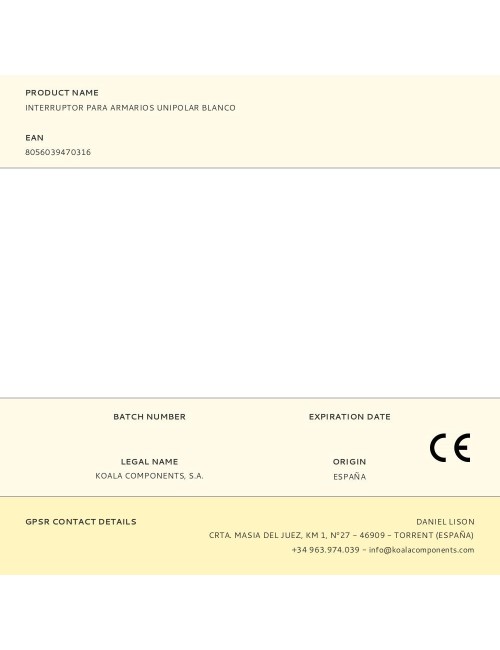 Interruptor para armarios unipolar blanco