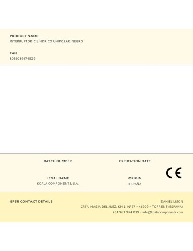Interruptor cilíndrico unipolar, negro