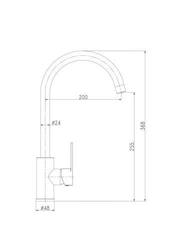 Grifo monomando de cocina caño alto negro mate serie miño