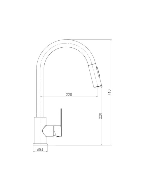 Grifo monomando de cocina caño alto extraíble plateado mate serie miño