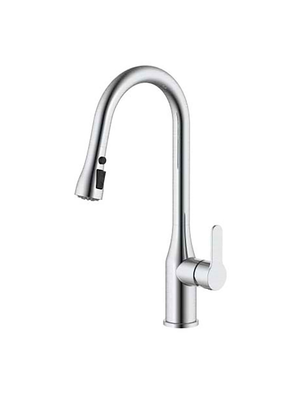 Grifo monomando de cocina caño alto plateado cepillado serie trazo