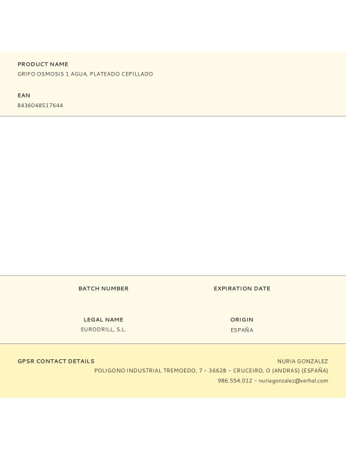 Grifo osmosis 1 agua, plateado cepillado