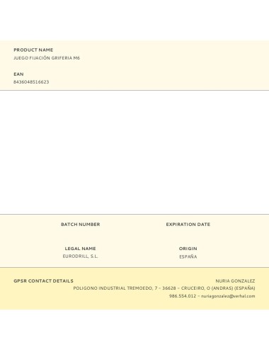 Juego fijación griferia m6