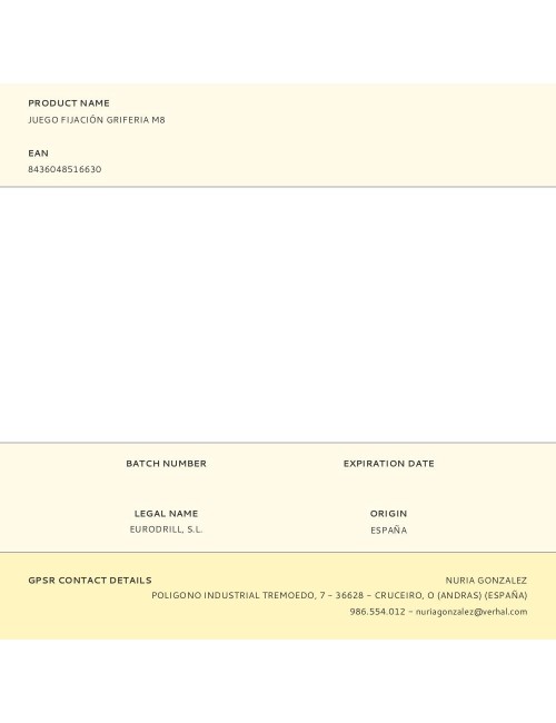 Juego fijación griferia m8