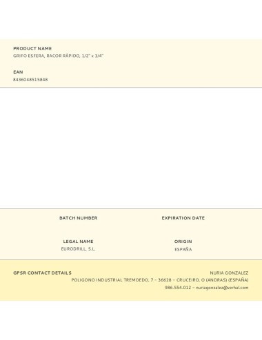 Grifo esfera, racor rápido, 1/2" x 3/4"