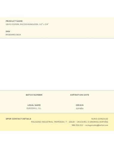 Grifo esfera, racor manguera, 1/2" x 3/4"