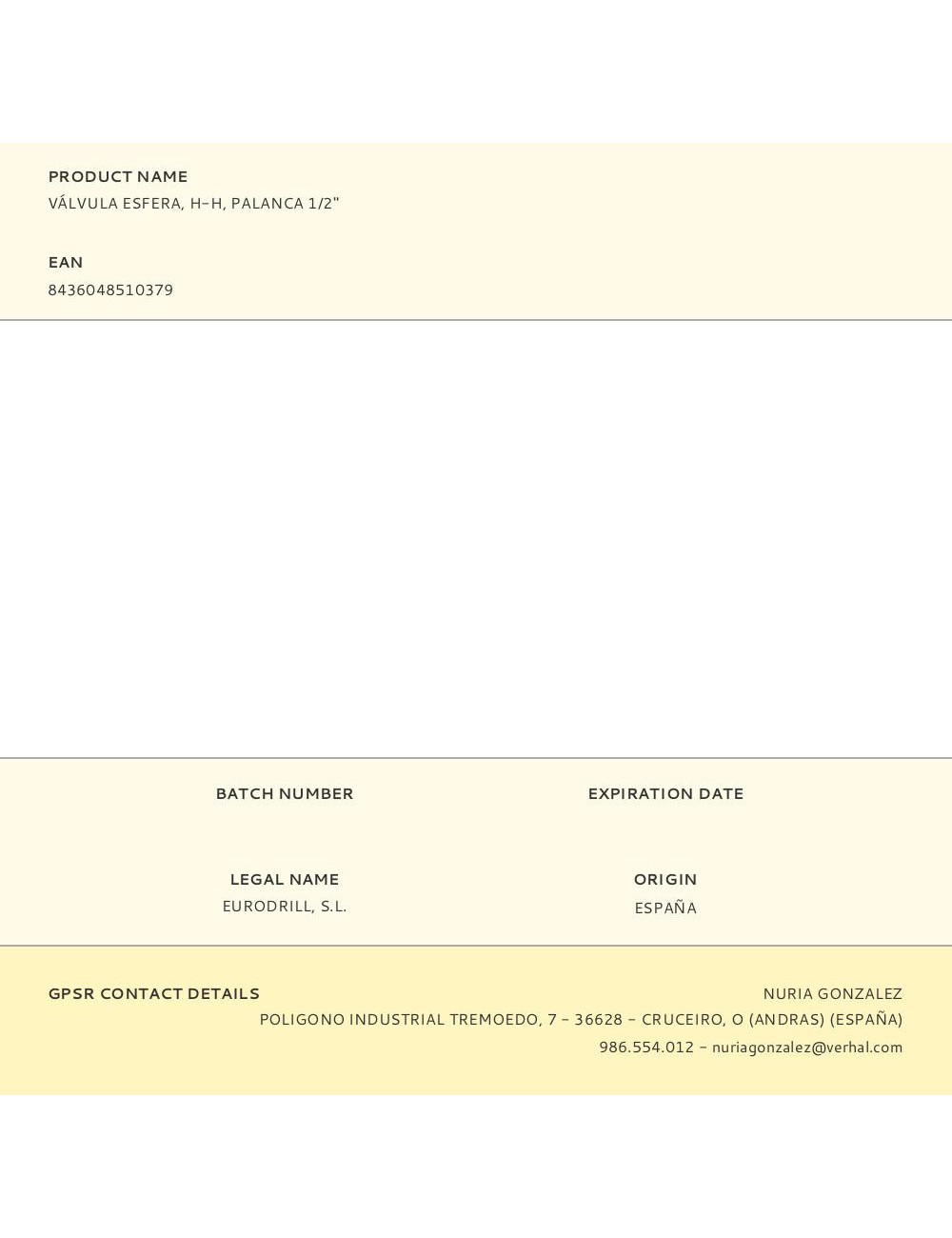 Válvula esfera, h-h, palanca 1/2"