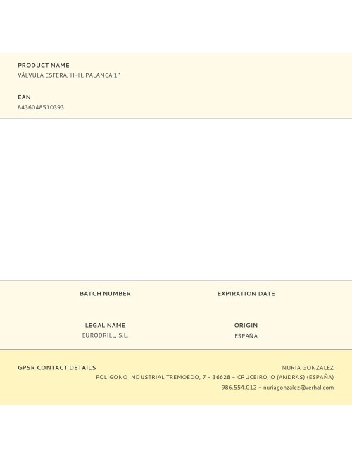 Válvula esfera, h-h, palanca 1"