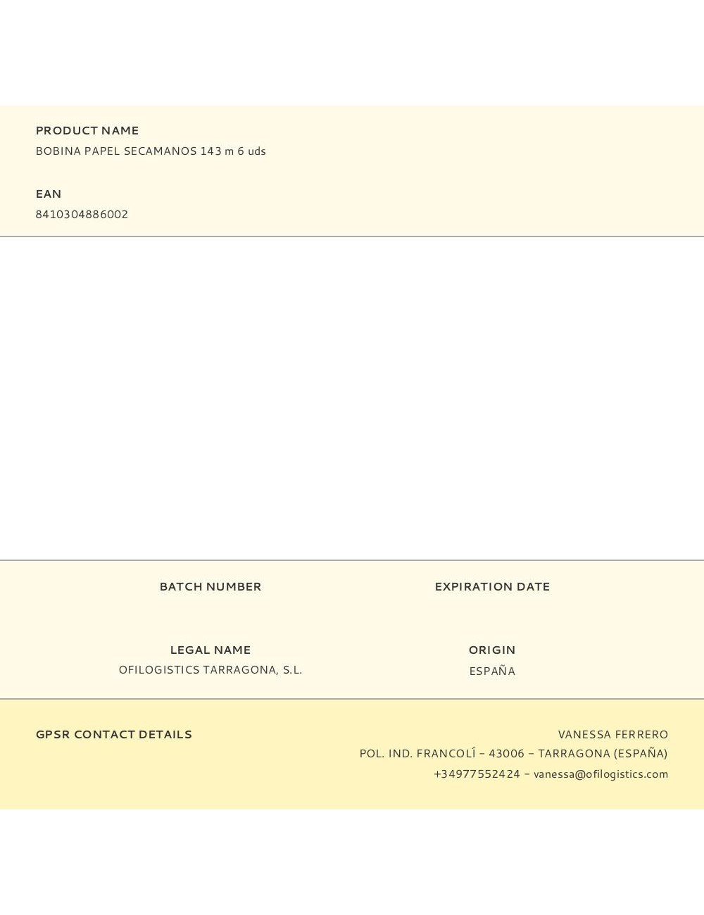 Bobina papel secamanos 143 m 6 uds