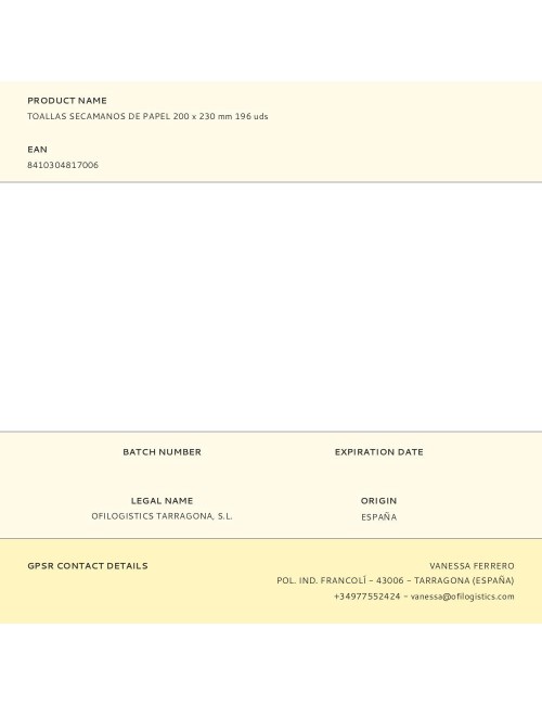 Toallas secamanos de papel 200 x 230 mm 196 uds