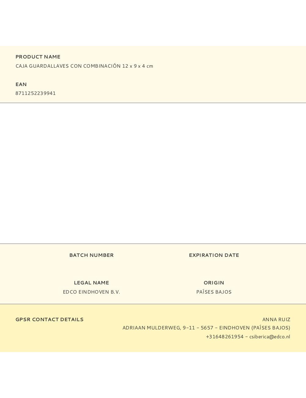 Guardallaves con combinación 12 x 9 x 4 cm