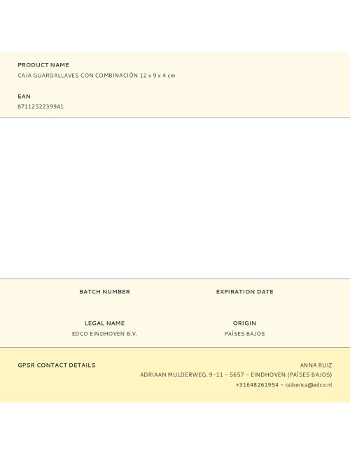 Guardallaves con combinación 12 x 9 x 4 cm