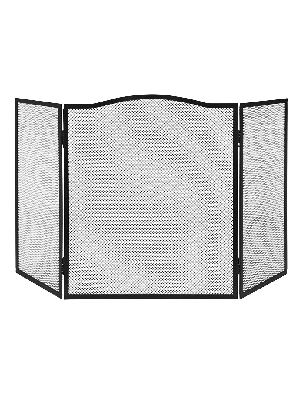 Pantalla chimenea plegable, color negro, 101 x 61 cm