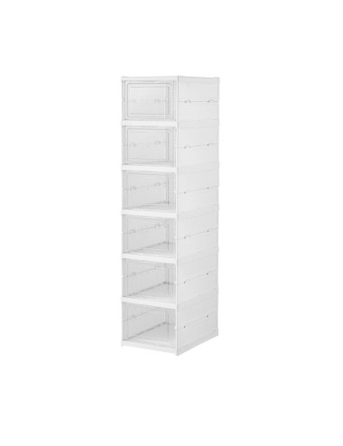 Zapatero plegable, 6 pares, blanco, 25,5 x 34,5 x 105 cm