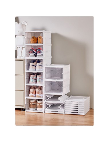 Zapatero plegable, 6 pares, blanco, 25,5 x 34,5 x 105 cm