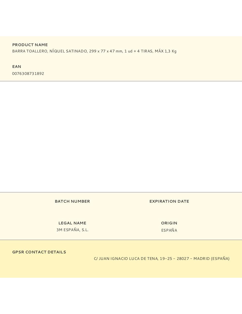 Barra toallero, níquel satinado, 299 x 77 x 47 mm, 1 ud + 4 tiras, máx 1,3 kg