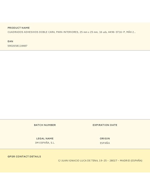 Cuadrados adhesivos doble cara, para interiores, 25mmx25mm, 16 uds, máx 2 kg