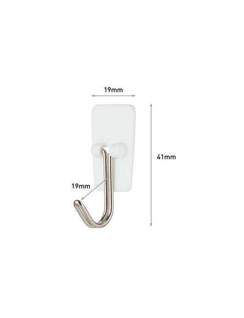 Gancho punta de alambre, pequeño, 19 x 41 x 19 mm, 3 uds + 4 tiras, máx 225 gr