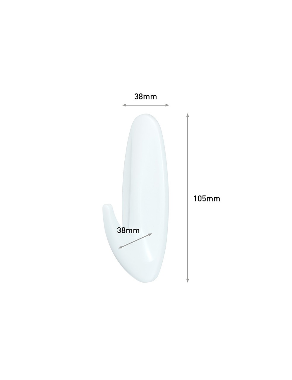 Gancho de diseño para baño, grande, 1 ud + 2 tiras, carga máx 2,2 kg