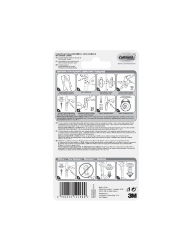 Gancho metálico, grande, níquel pulido, 1 ud + 2 tiras, máx 2,2 kg