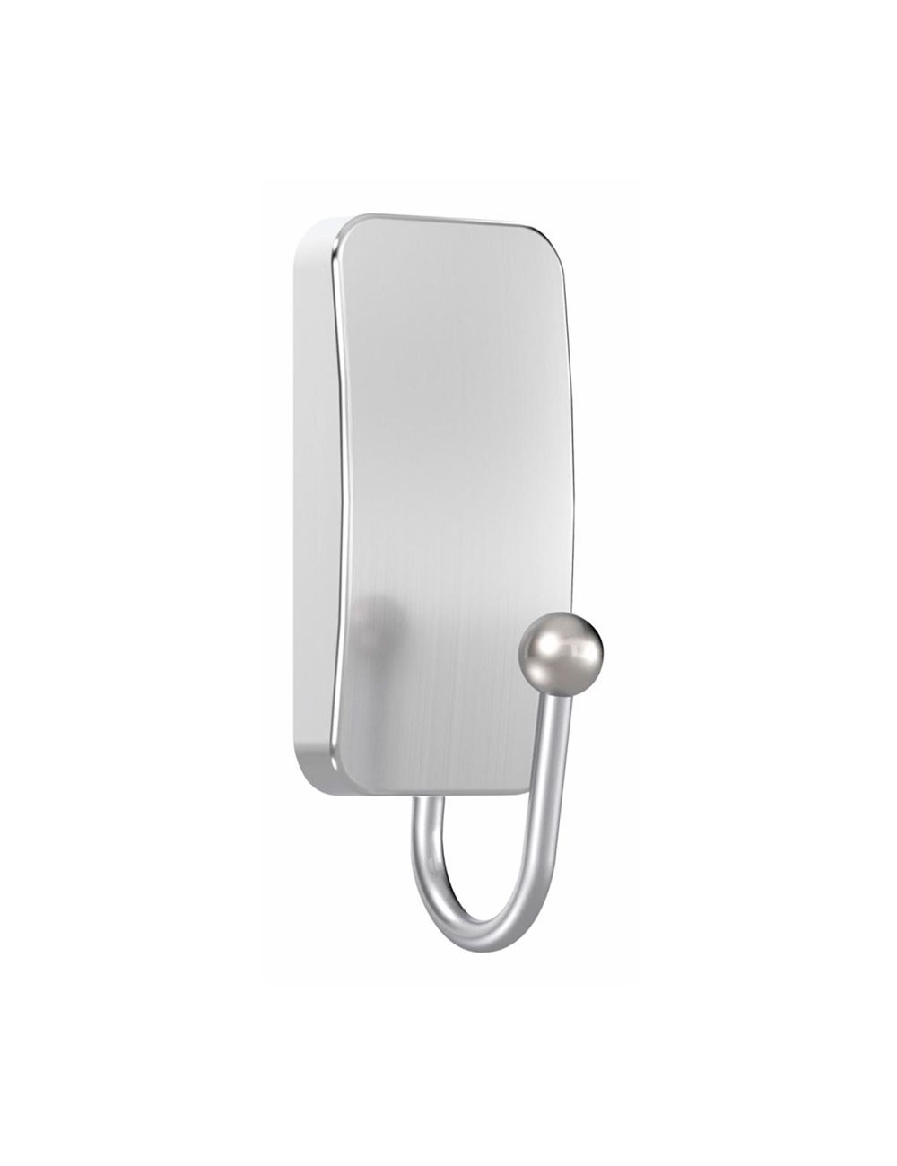 Gancho metálico, pequeño, níquel satinado, 25 x 66 x 25 mm, 1 ud + 2 tiras, máx 450 g