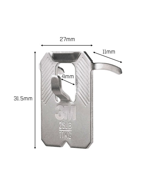 Gancho para paredes de yeso, 11 kg, 27 x 31,5 x 4 mm, 2 uds