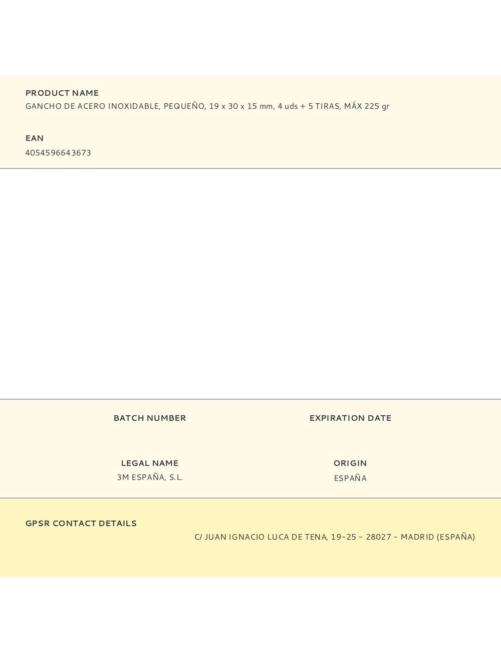 Gancho de acero inoxidable, pequeño, 19 x 30 x 15 mm, 4 uds + 5 tiras, máx 225 gr