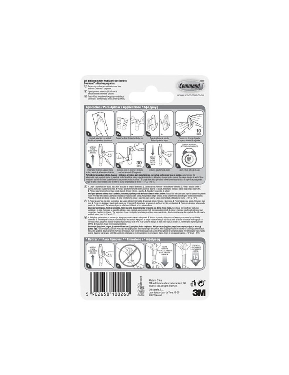 Gancho de diseño pequeño, blanco, 2 uds + 4 tiras, max 450 gr