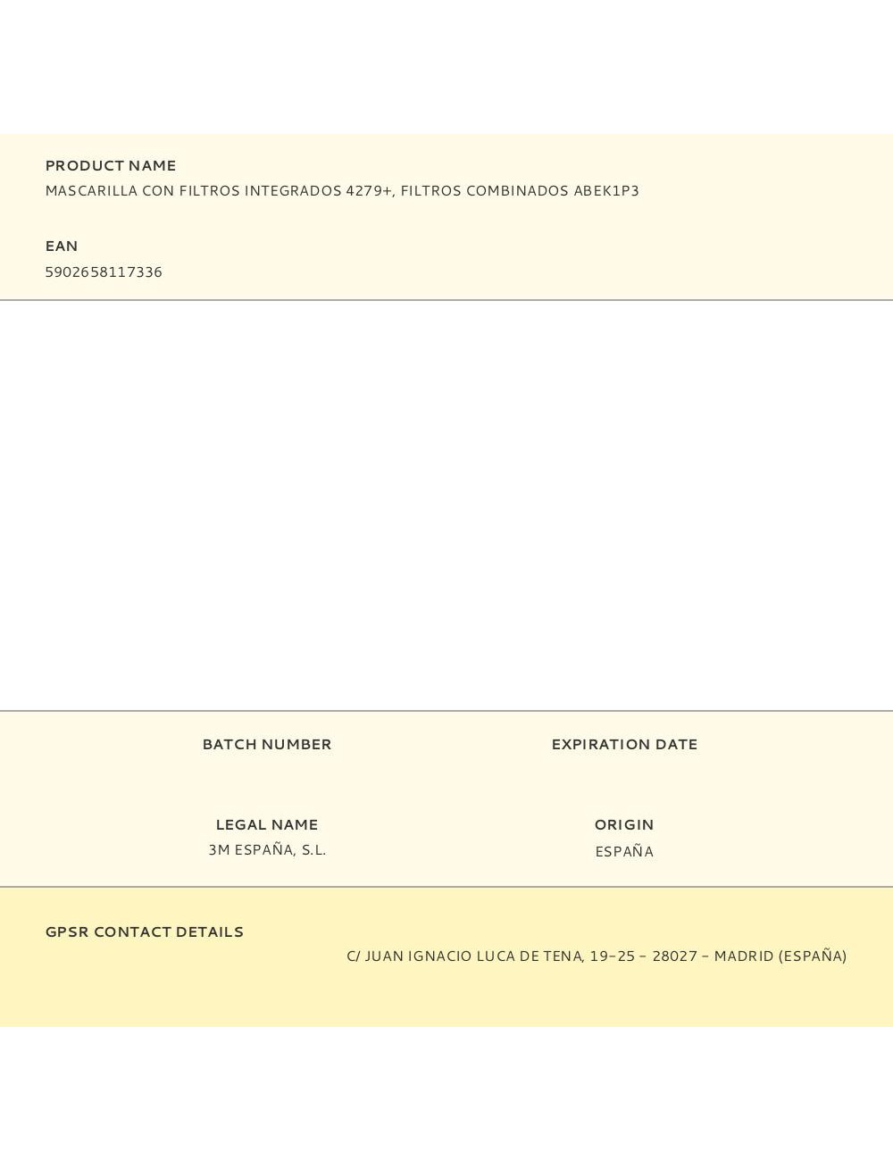 Mascarilla con filtros integrados 4279+, filtros combinados abek1p3