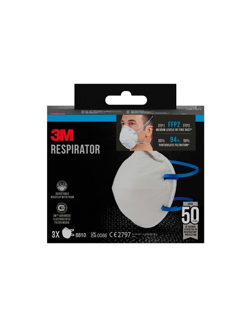 Mascarilla para partículas 8810, sin válvula, ffp2, 3 uds