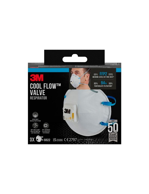 Mascarilla para partículas 8822, ffp2, con válvula, 3 uds