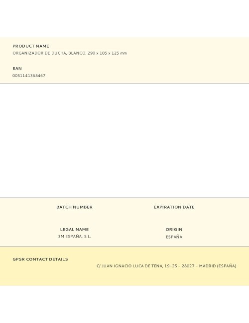 Organizador de ducha, blanco, 290 x 105 x 125 mm
