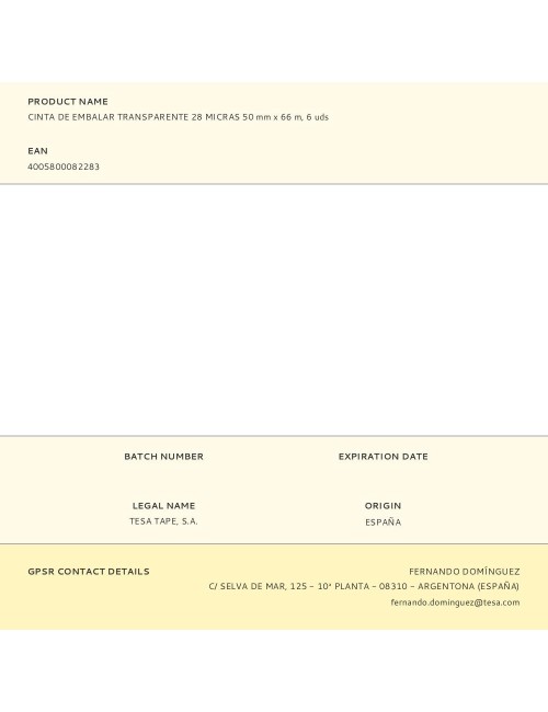 Cinta de embalar transparente 28 micras 50 mm x 66 m, 6 uds