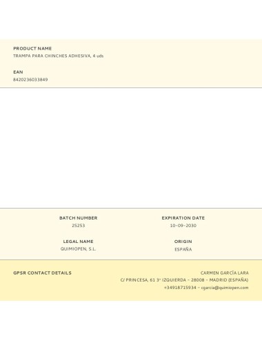 Trampa para chinches adhesiva, 4 uds