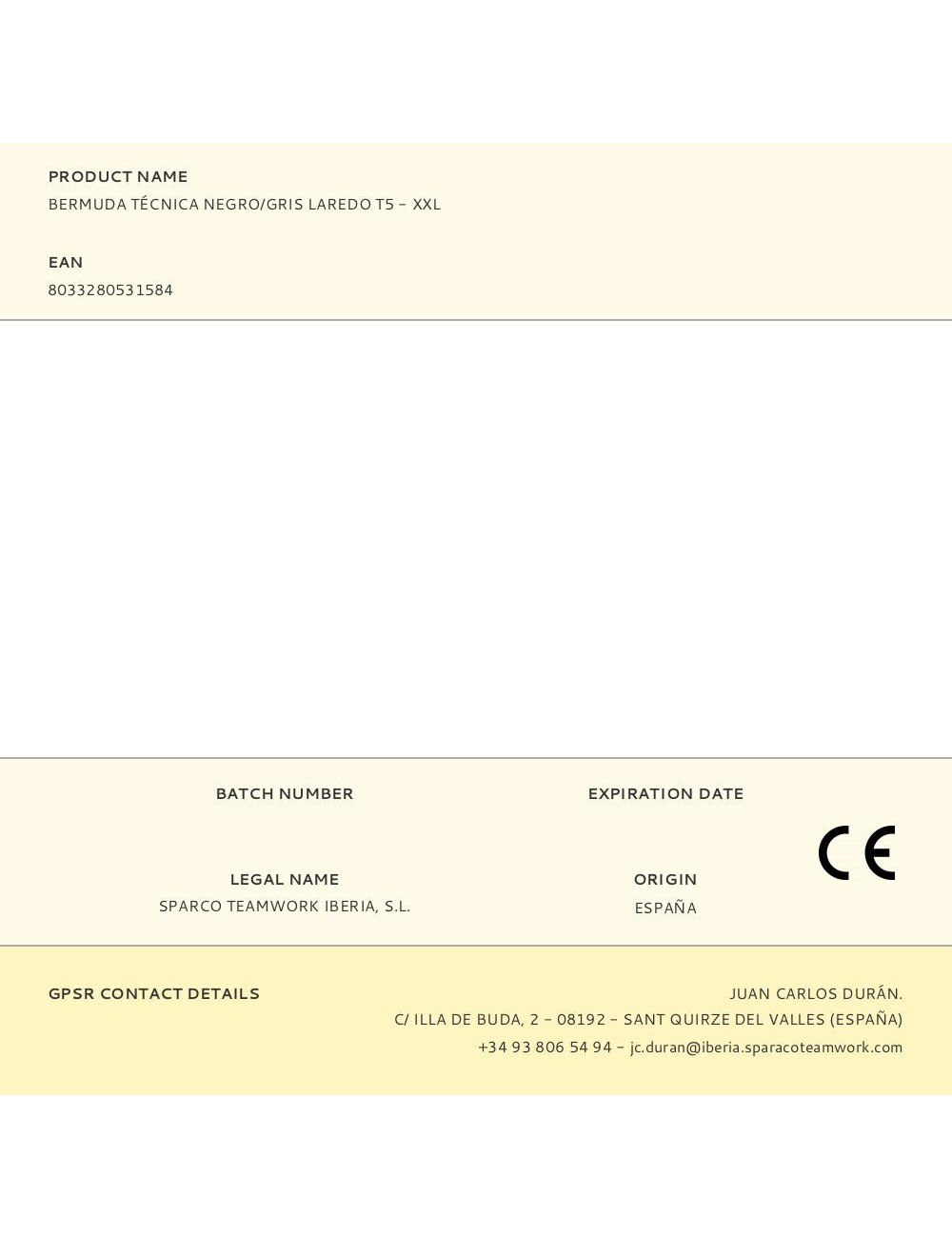 Bermuda técnica negro/gris laredo t5 - xxl