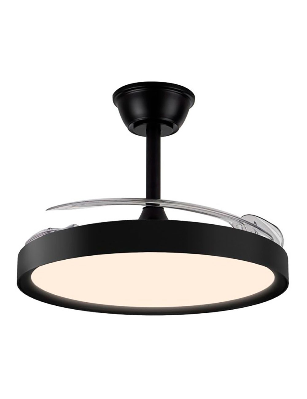 Ventilador de techo led 3cct aspas retráctiles polaris 43 w 4430 lm negro, aspas ø106 cm, plafón ø48,5 cm, altura 32 - 42 cm